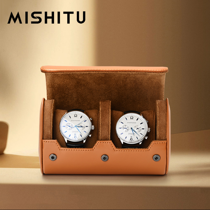 Men Accessories Box - MISHITU 1/2/3-Slot Watch Storage Roll Travel
