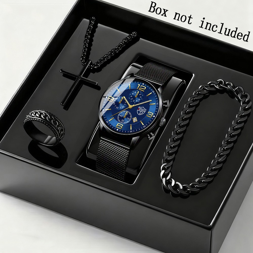 4pcs/set Men'S Elegant Quartz  - Men Accessories Elegant 评论和价格