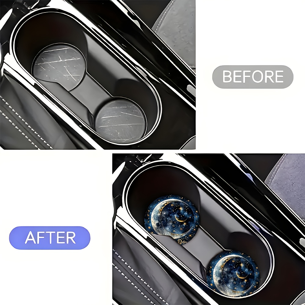 2pcs Starry Night Moon Car Cup - Men Accessories Box 评论和价格